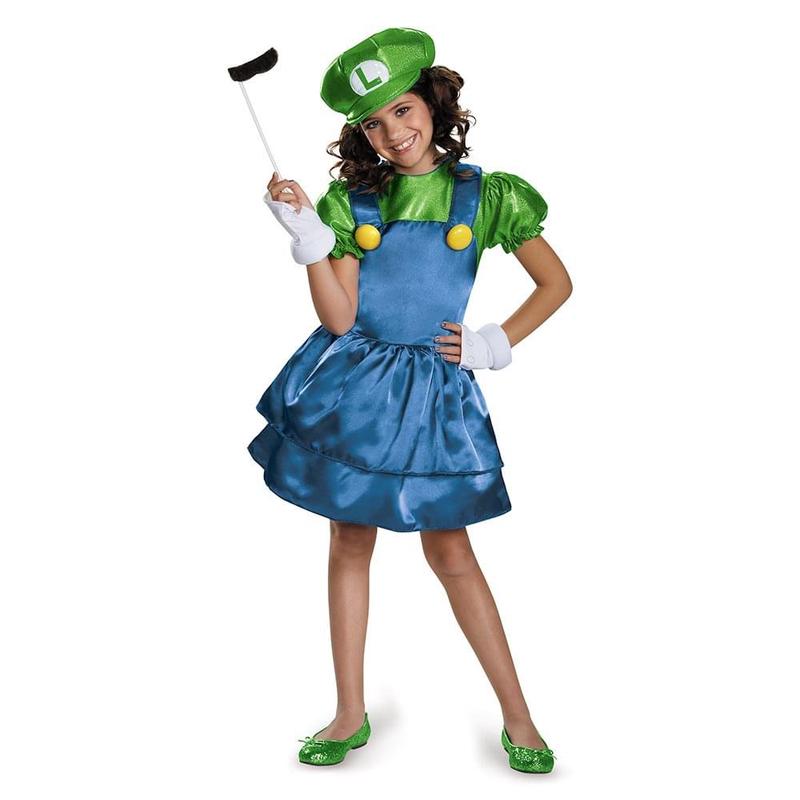 Super Mario Bros Girl\'s Luigi Costume Dress