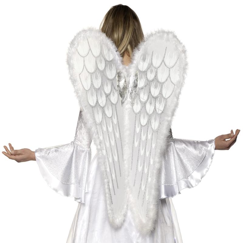 Adult Costume Wings with Glitter & Feather Trim