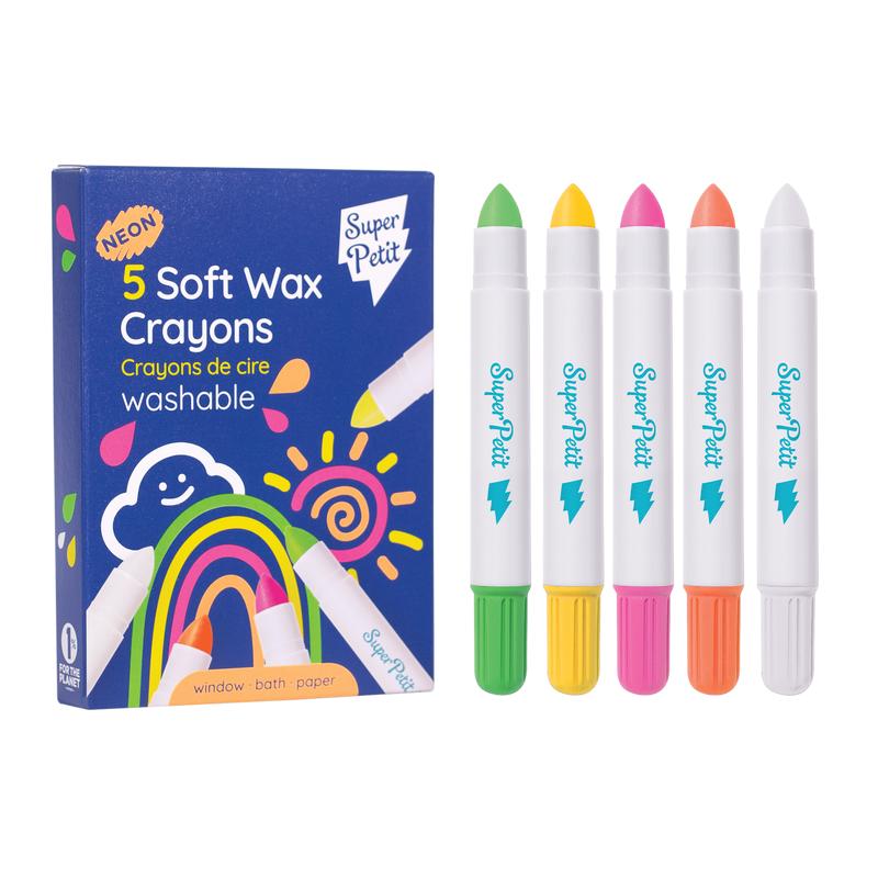 5 Soft Wax Crayons Washable (Neon)