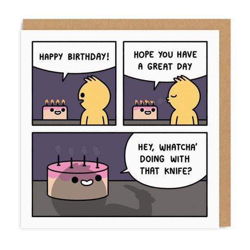 Whatcha Doing With That Knife? Square Greeting Card