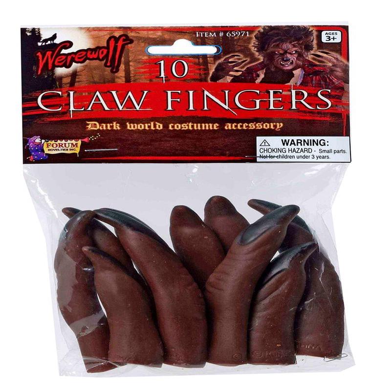 Werewolf Brown Finger Claws Costume Accessory Set of 10