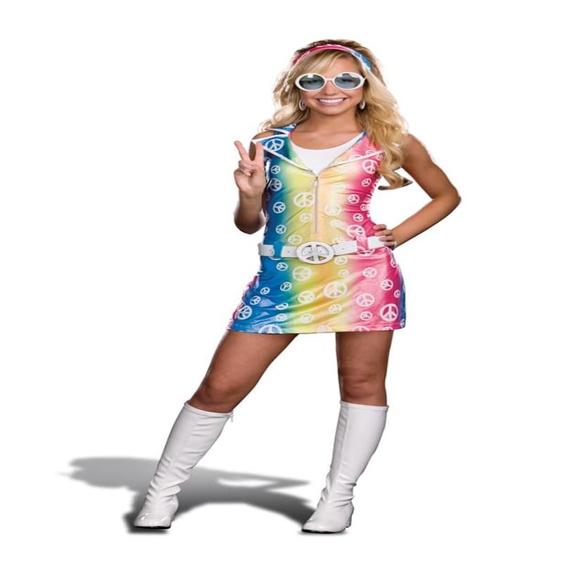 Sassy Polly Ester Retro 60\'s 70\'s Peace Sign Junior Dress Costume